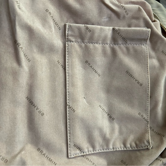 Brahmin Nylon Leather Crossbody Shoulder Hand BagTaupe & Cream - Picture 7 of 8